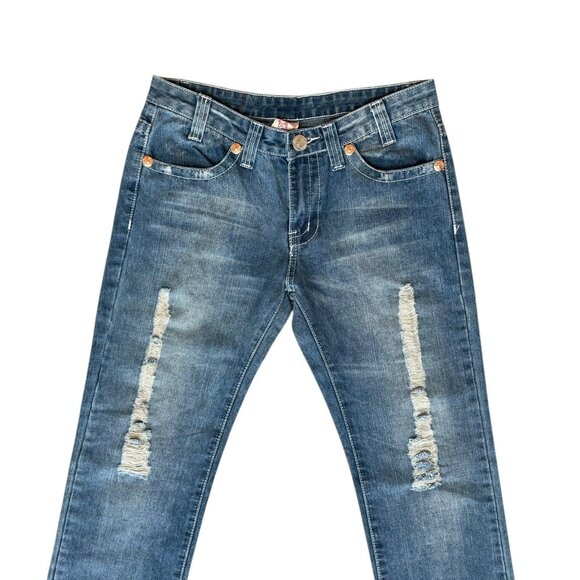 True Religion Jeans Joey Super T Straight Leg Distressed Womens 31x34 - Picture 3 of 10